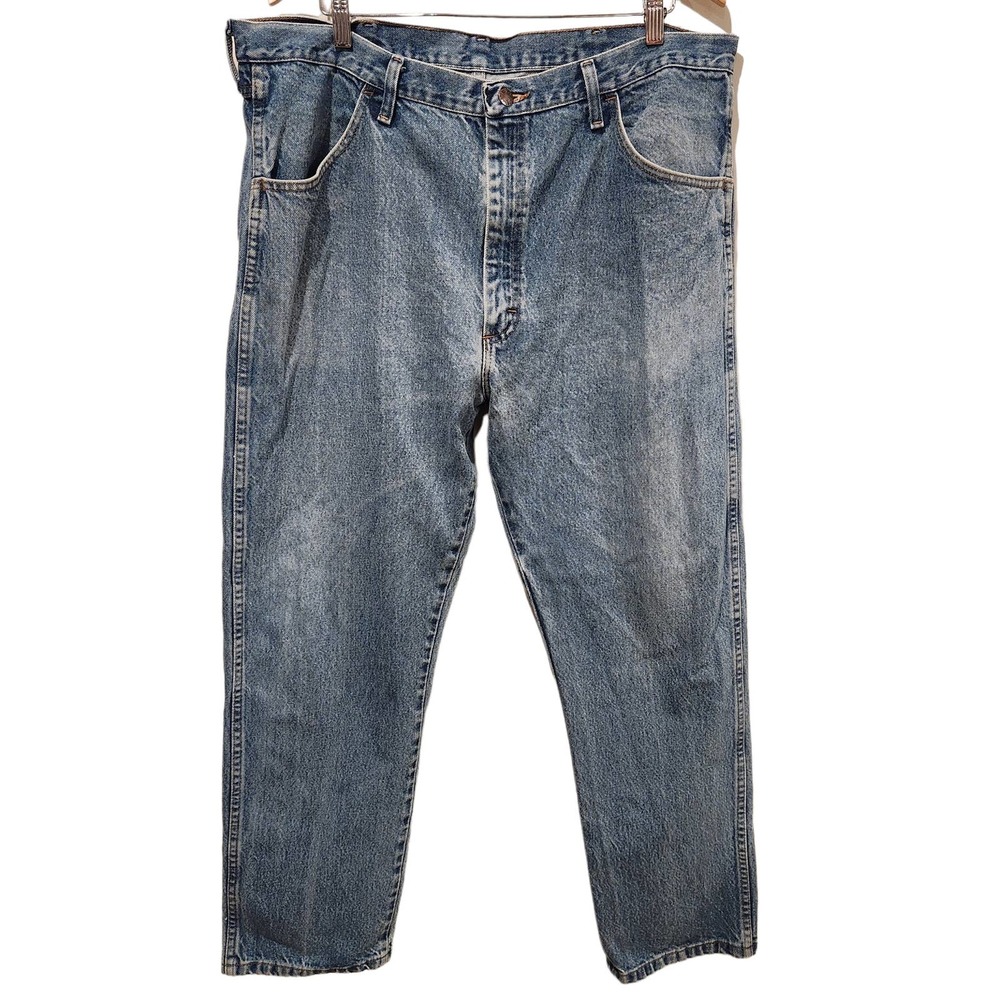 Rustler Mens Classic Regular Fit Light Wash Denim Blue Jeans Size 40x30 Casual